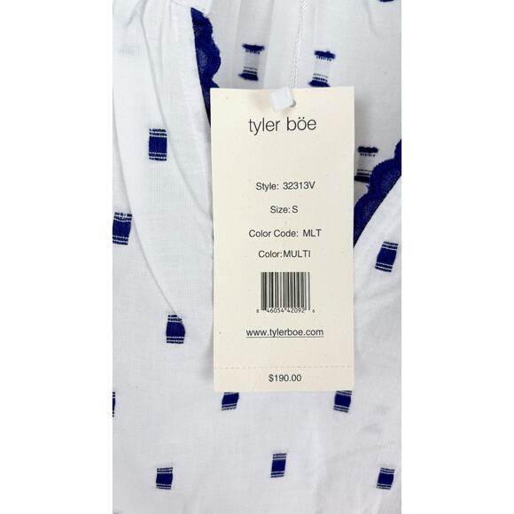 Tyler Boe Womens Molly Blouse 3/4 Sleeve Split Neck Cotton Size Small White NWT - Picture 10 of 13